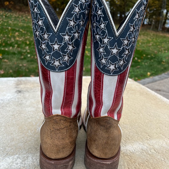 JB Dillon American Flag/Stars & Stripes Square Toe Cowboy Boots — Men’s Sz 8.5 - Picture 4 of 7